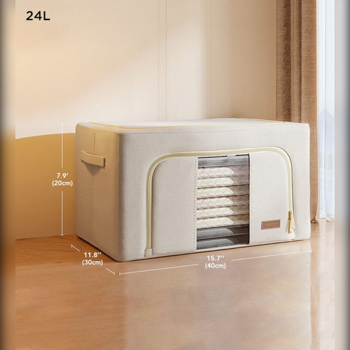 Set super de 3 cajas de almacenamiento de ropa, 24 + 66 + 100 l, plegable, en material textil