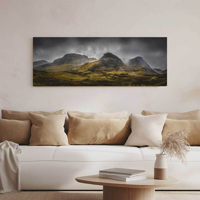 Tableau panoramique montagnes brumeuses Toile imprimée