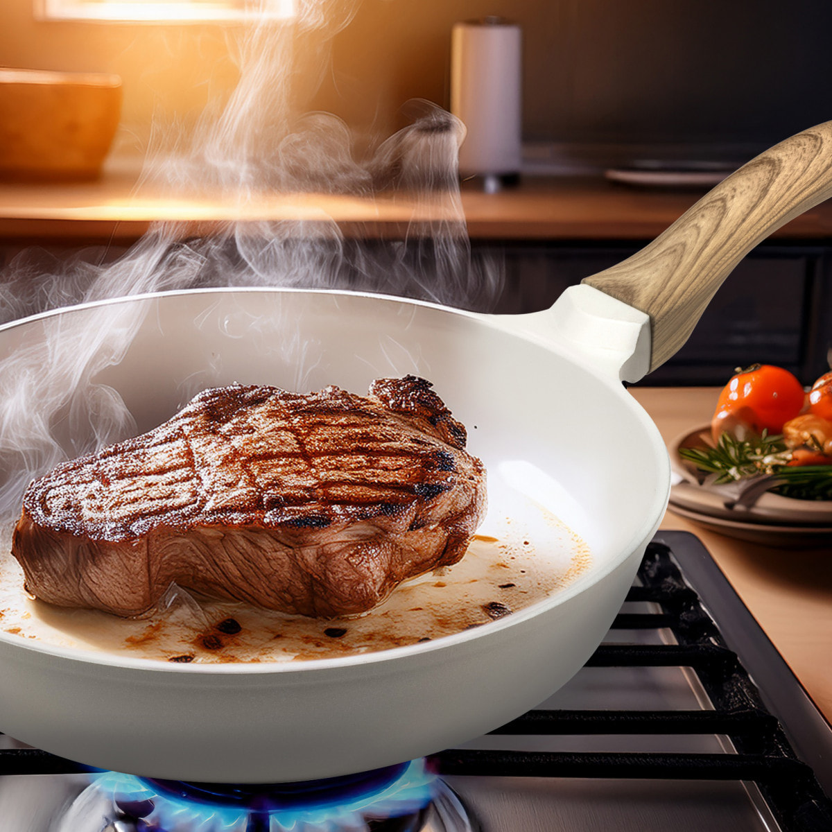 Mythic - Padella 24 cm con rivestimento in ceramica bianca