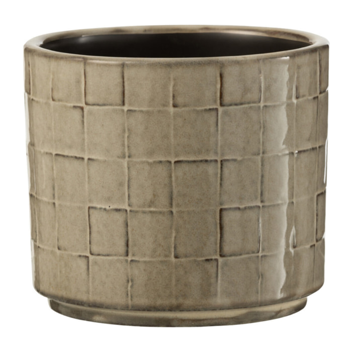 J-Line cache-pot Carré - céramique - beige/gris - small - Ø 12 cm