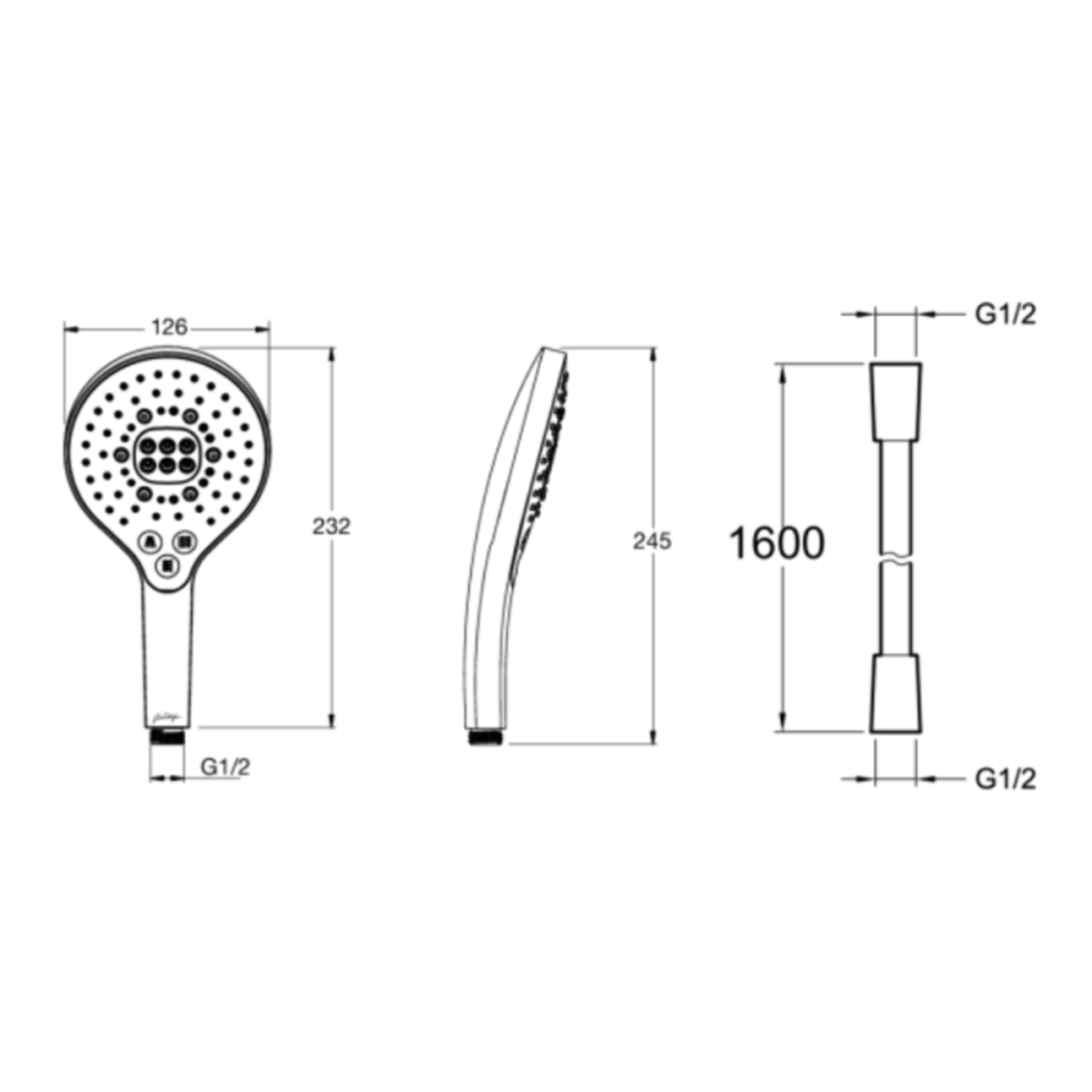 Pommeau de douche 3 jets Metro signature chromé + flexible