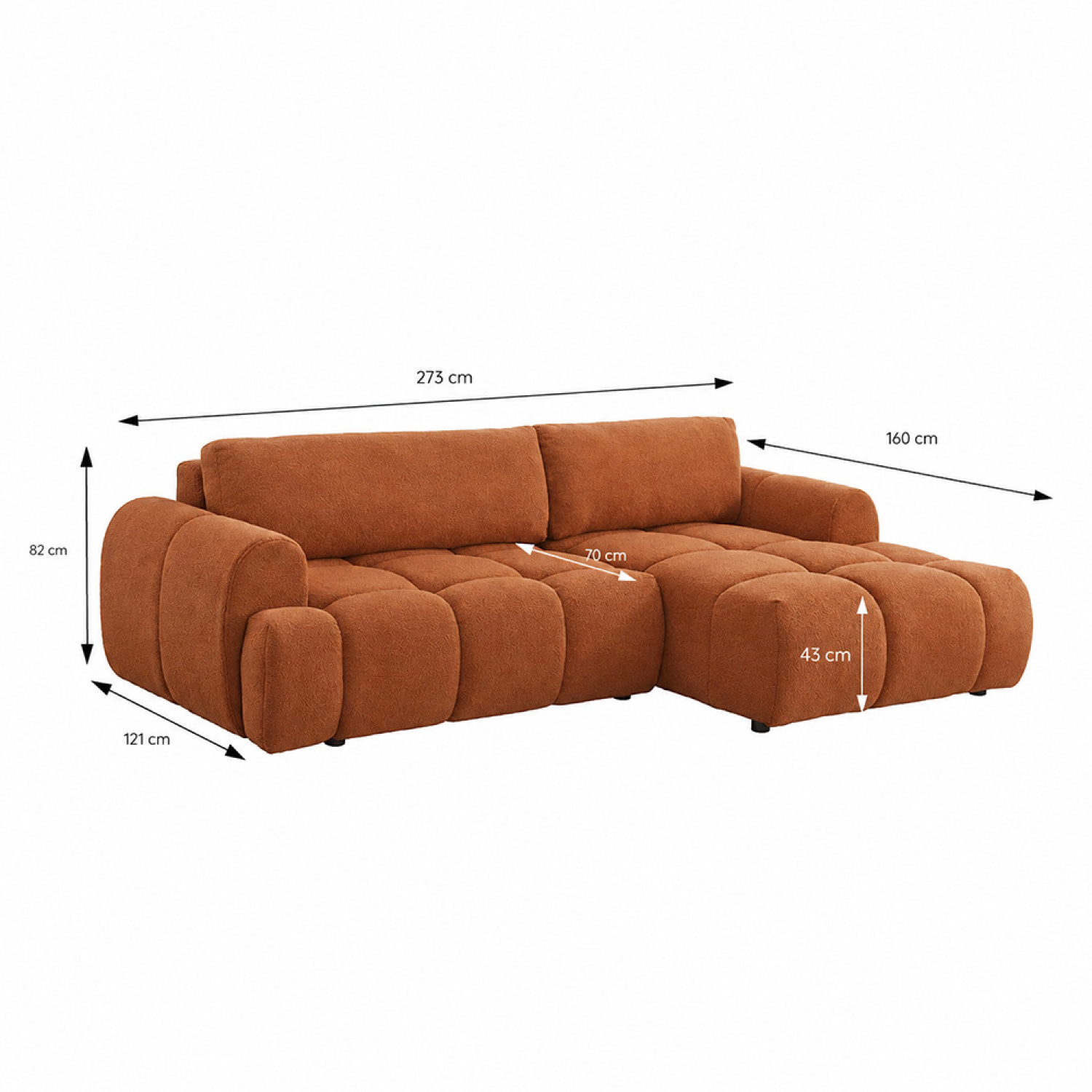 Canapé nuage convertible 4 places en tissu bouclette marron MINDEN