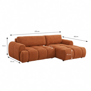 Canapé nuage convertible 4 places en tissu bouclette marron MINDEN