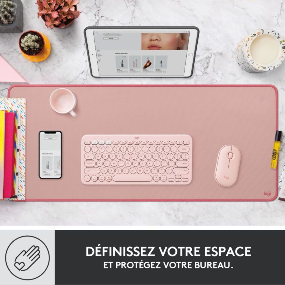 Tapis de souris LOGITECH sous-main - Rose