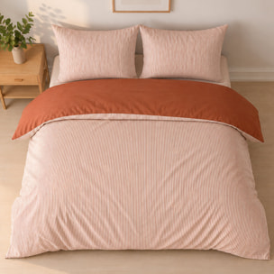 Parure housse de couette mini seersucker rayures terre cuite, MILLERAY