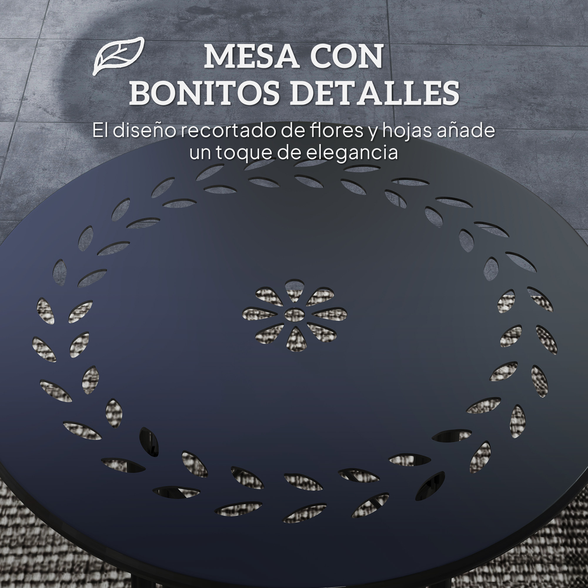 Mesa de Jardín Redonda Mesa de Terraza Exterior Ø40x50 cm con Patas Ajustables y Estructura en Forma de X Mesa para Exterior e Interior Negro