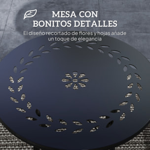 Mesa de Jardín Redonda Mesa de Terraza Exterior Ø40x50 cm con Patas Ajustables y Estructura en Forma de X Mesa para Exterior e Interior Negro