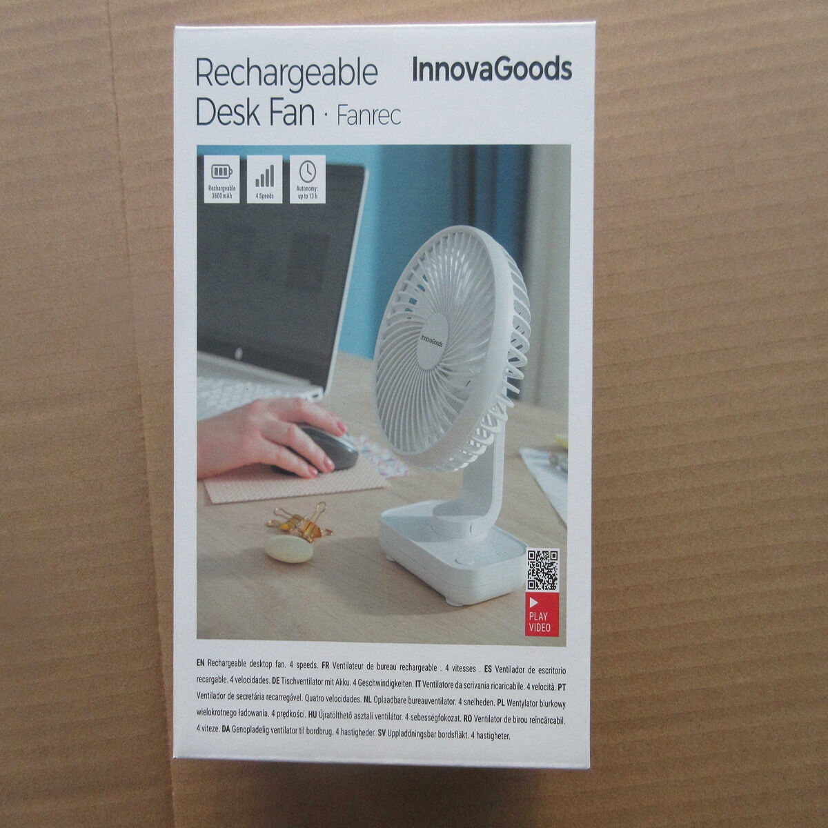 Ventilateur de Bureau Rechargeable Fanrec InnovaGoods Ø5,4'' 3600 mAh / 13,3 W