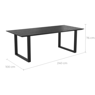 Table rectangulaire Adok 10 personnes en bois de teck recyclé noir 240 cm