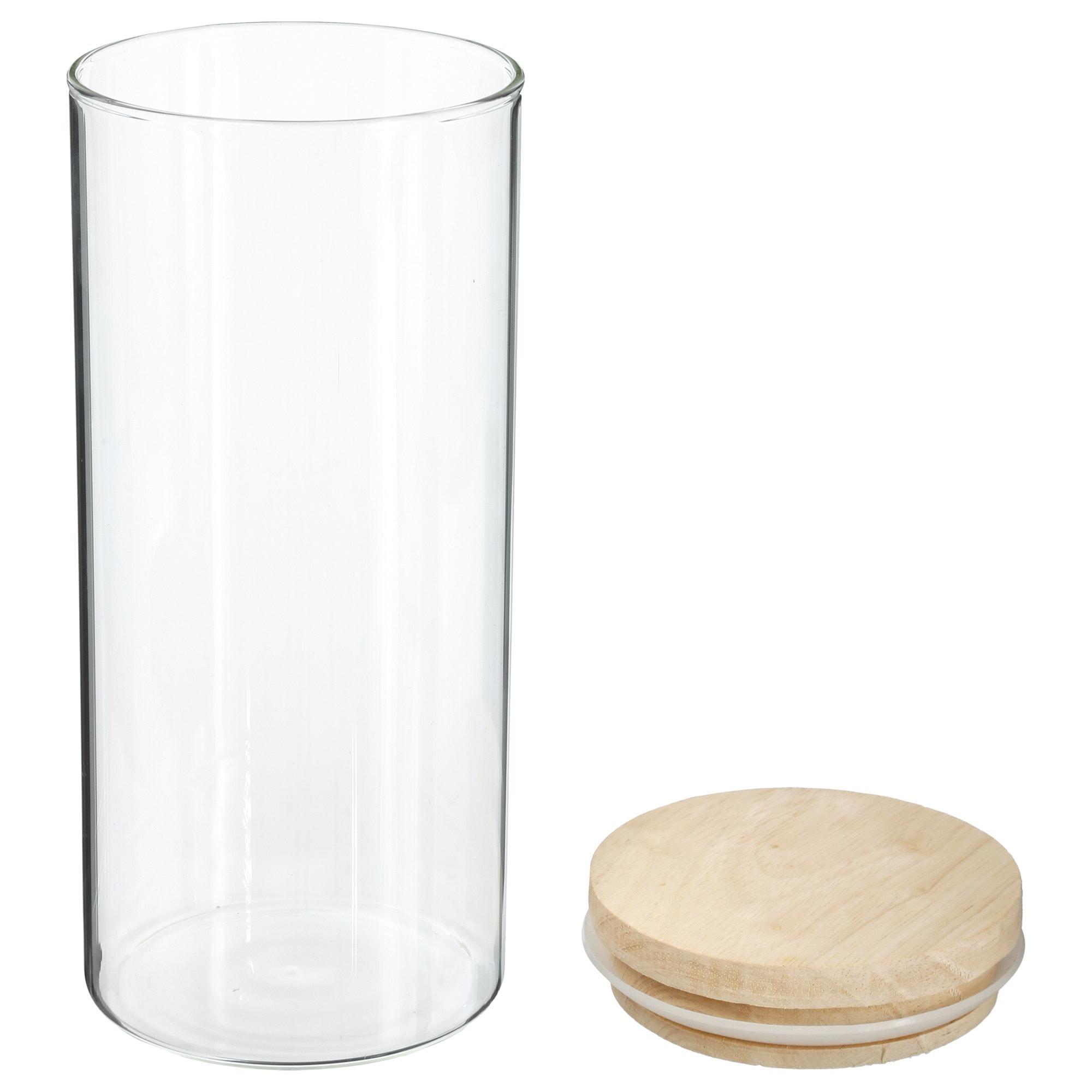 Set de 4 tarros de vidrio y madera 1,3 l