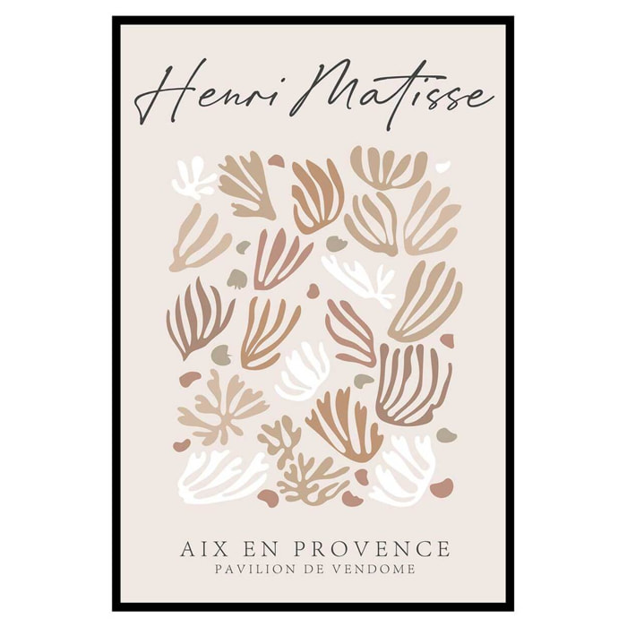 Affiche encadrée feuilles abstraites matisse Affiche + cadre en métal - Noir