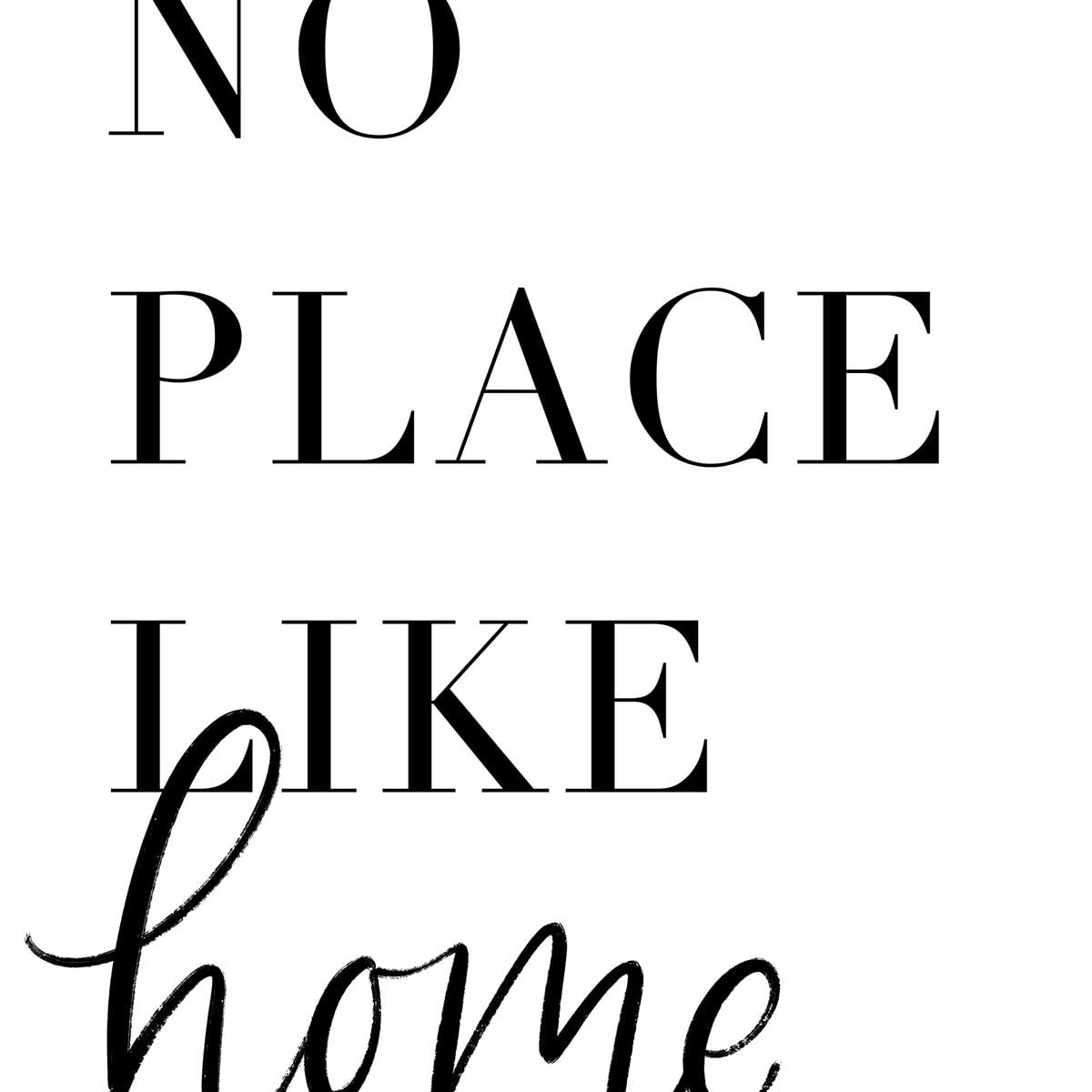 Poster no place like home Affiche + cadre en bois - Noir