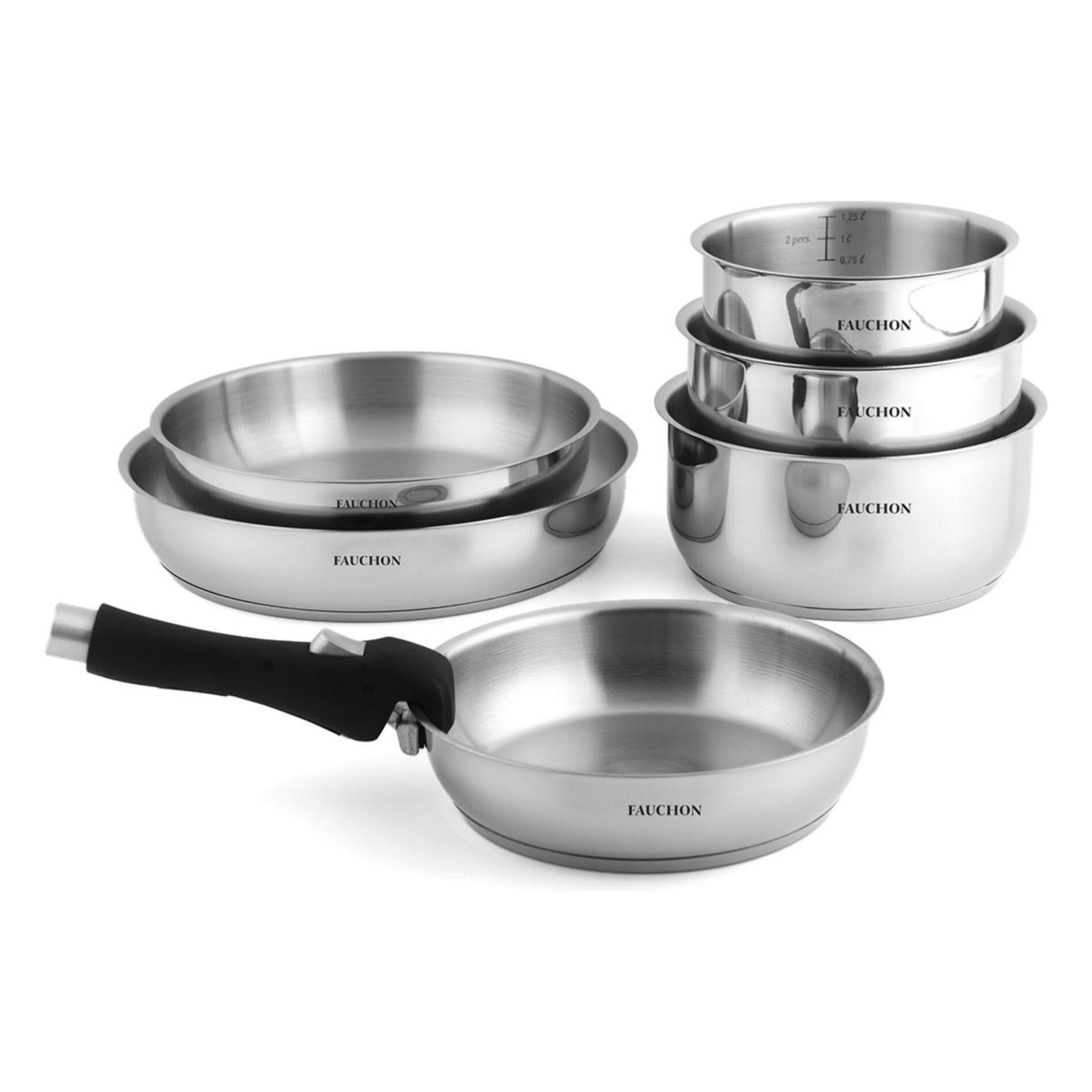 Set 7 pièces amovible inox 18 8 induction