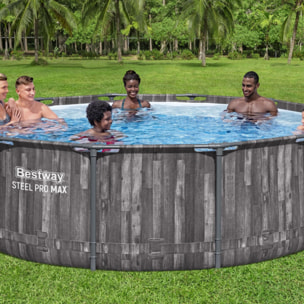 Bestway Piscine hors sol - Ronde - Steel Pro Max - Décor bois - 366 x 100 cm
