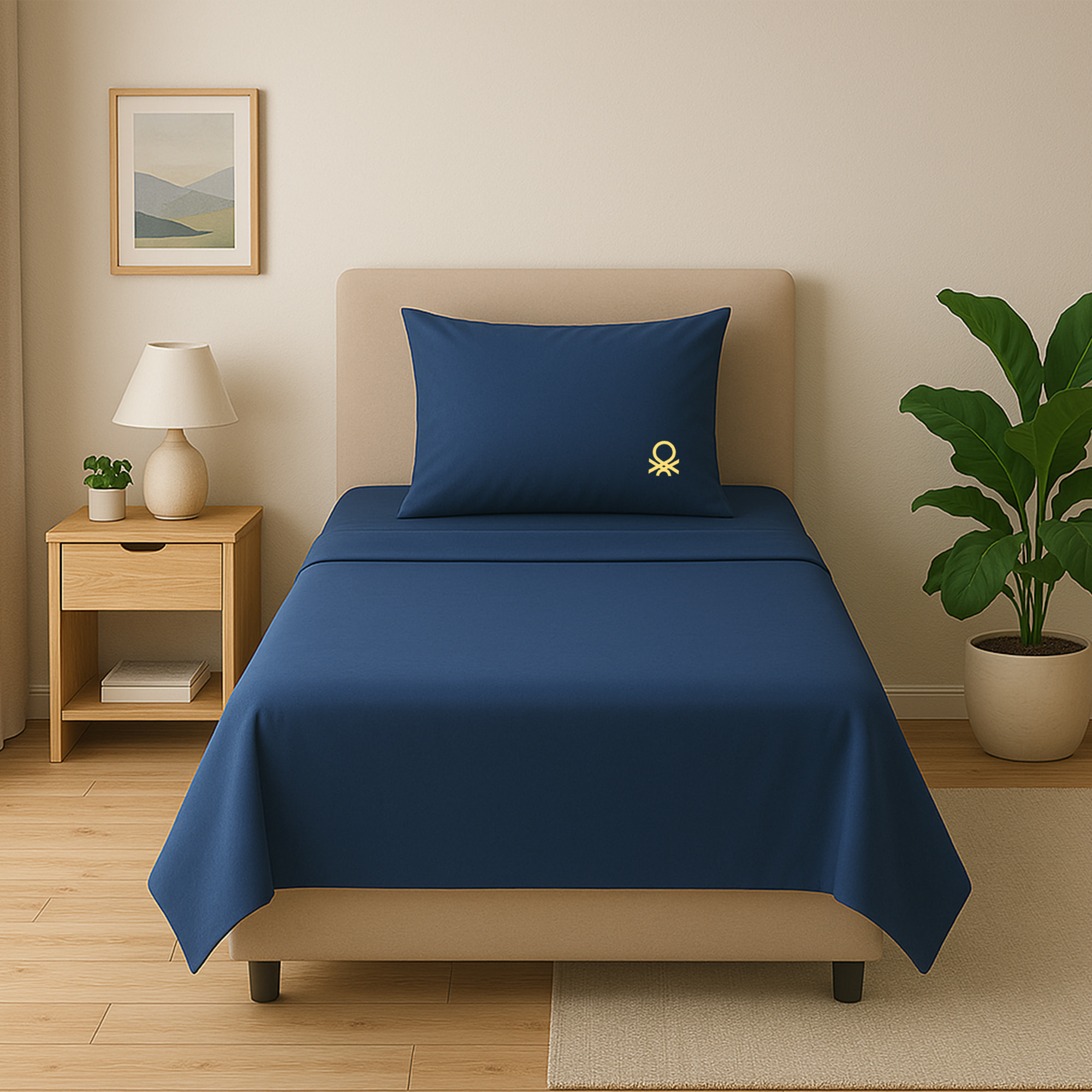 Set 3pzs sabana individual: sabana plana (160x290cm c/ dobladillo simple 5cm) + sabana bajera (90x200+25cm flap) + 1 funda de almohada (50x80cm) 100%