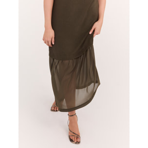 Fiorella Rubino - Vestito lungo in maglia con balza - Verde militare