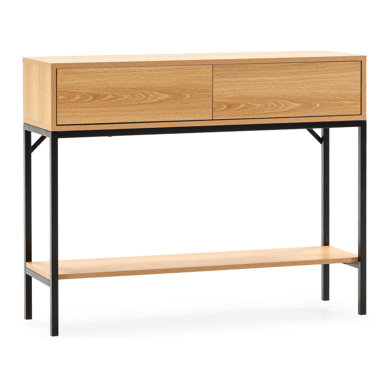 Mesa consola Auri 2 cajones efecto Roble
