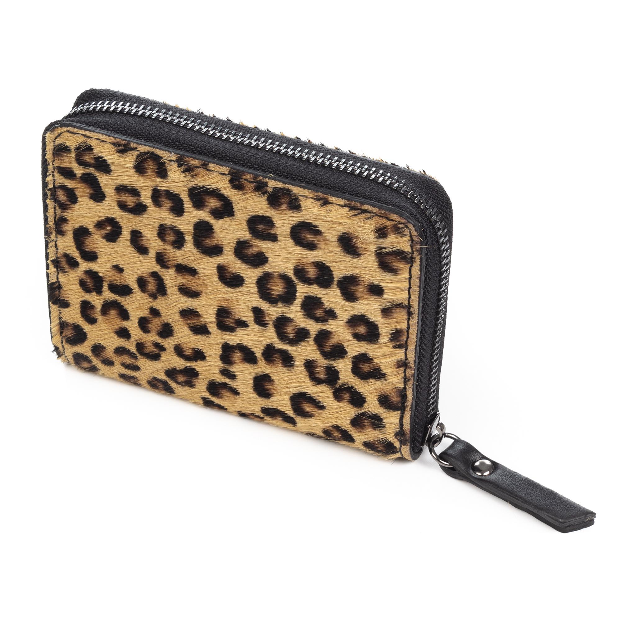 Onesta cartera mujer. Piel auténtica Cavallino leopardo.