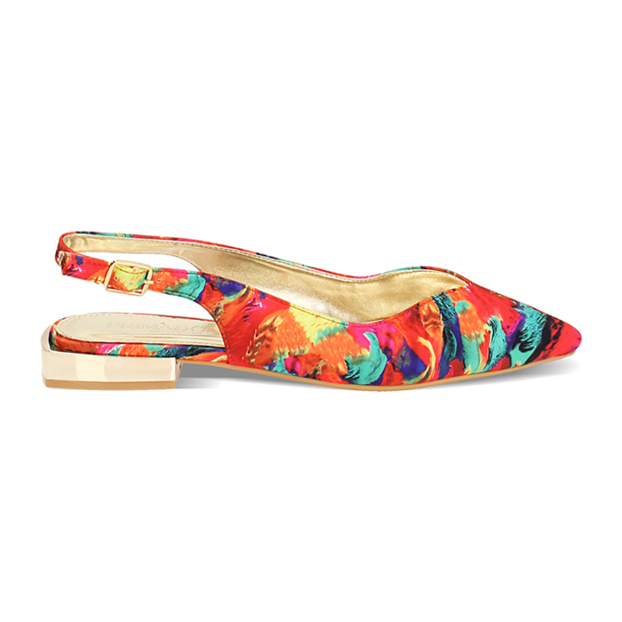 Ballerine slingback donna multicolor in raso