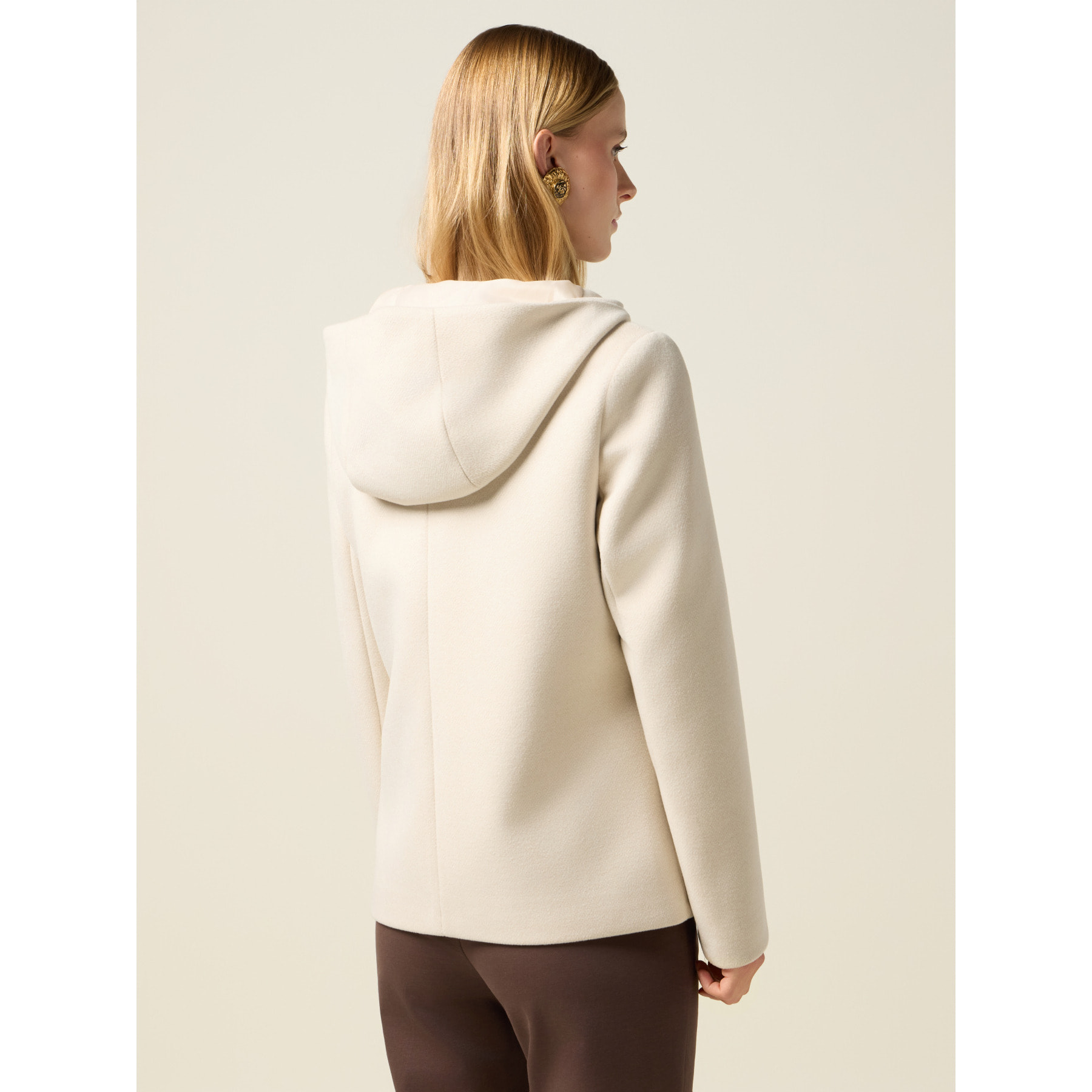 Oltre - Cappotto corto con cappuccio e zip - Beige