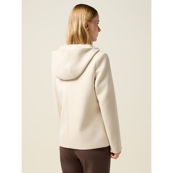 Oltre - Cappotto corto con cappuccio e zip - Beige