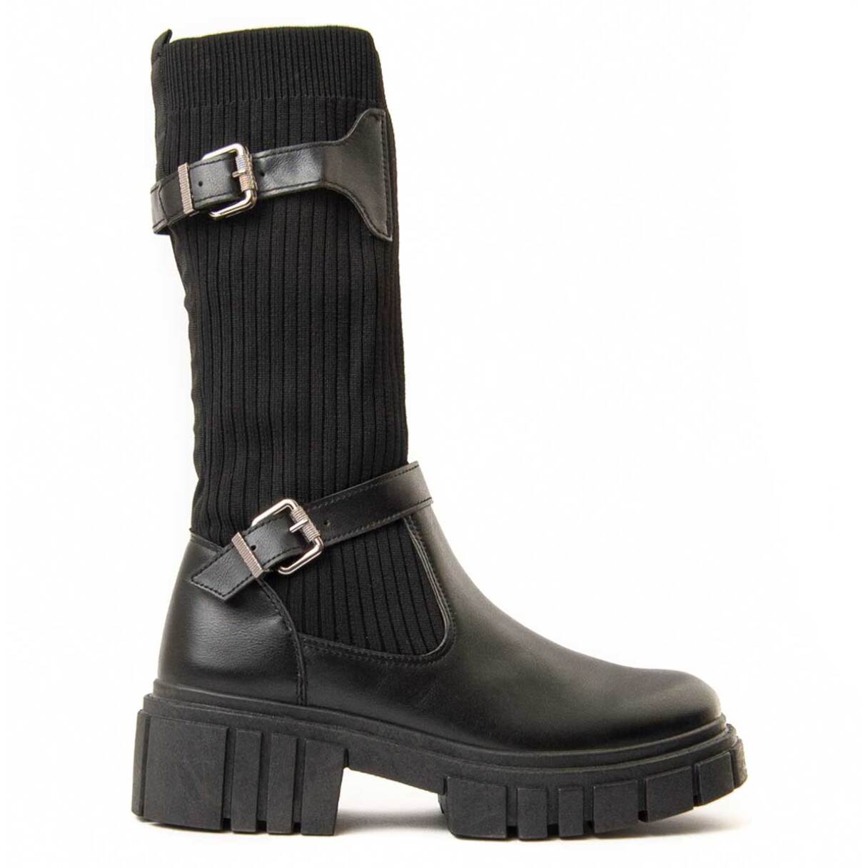 Bota De Plataforma - Negro - Altura: 5 Cm