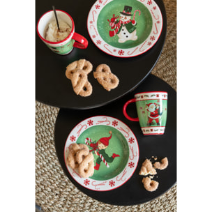 J-Line assiette Rond Xmas Dolomie - céramique - mix - 3 pcs