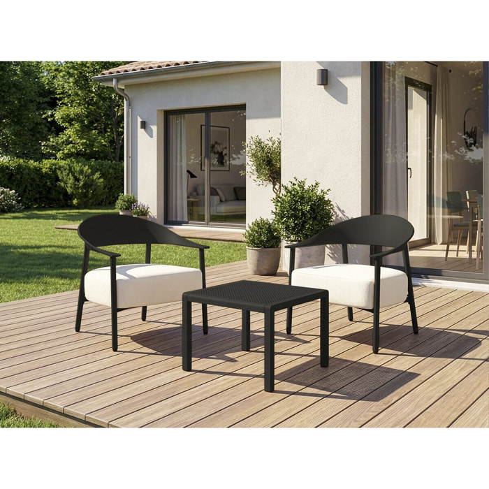 Lot de 2 fauteuils de jardin en plastique et en métal "Céora" - Noir