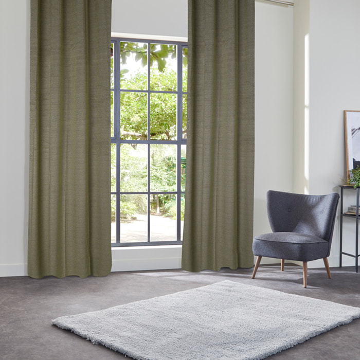 Rideau occultant effet velours "Yupi" vert kaki 135x260cm