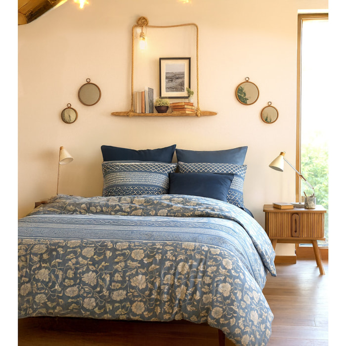 Parure Housse De Couette 3pcs avec Taies oreiller 100% coton Bio 57fils Debby