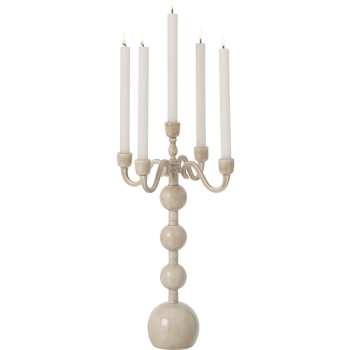 J-Line chandelier 5 bras Ball - aluminium - beige clair - large