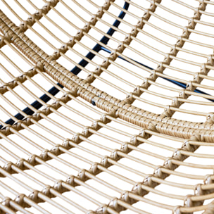 Fauteuil à bascule en rotin synthétique avec coussin noir CINTA