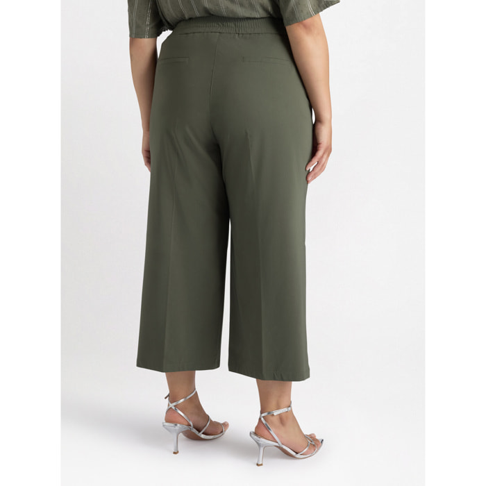Fiorella Rubino - Pantaloni cropped leggeri - Verde militare