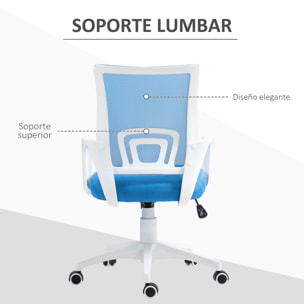 Silla de Oficina de Malla Silla de Escritorio Giratoria con Altura Ajustable Función de Basculante Soporte Lumbar y Reposabrazos Silla para Estudio Carga 120 kg Azul Claro