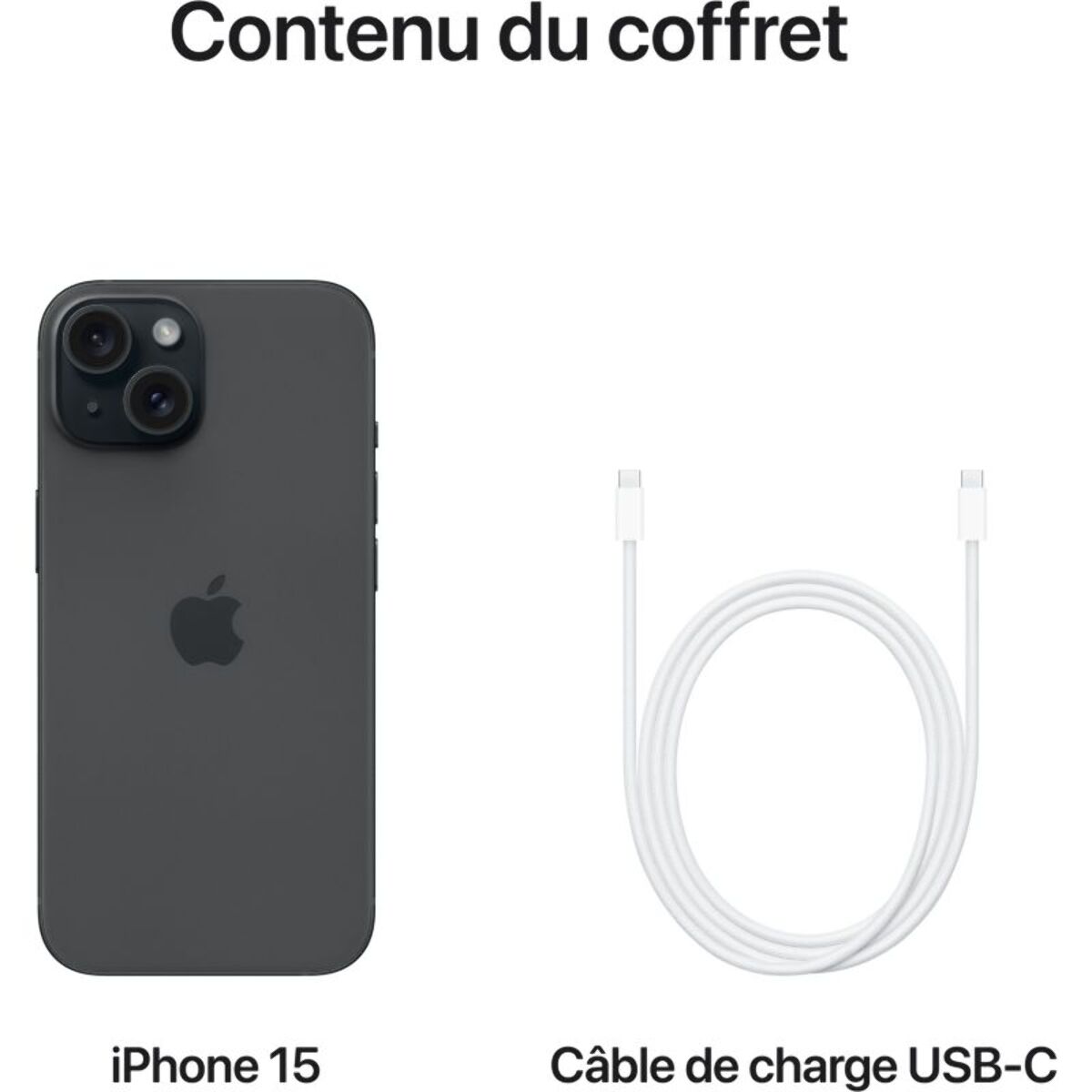 Smartphone APPLE iPhone 15 Noir 256Go 5G