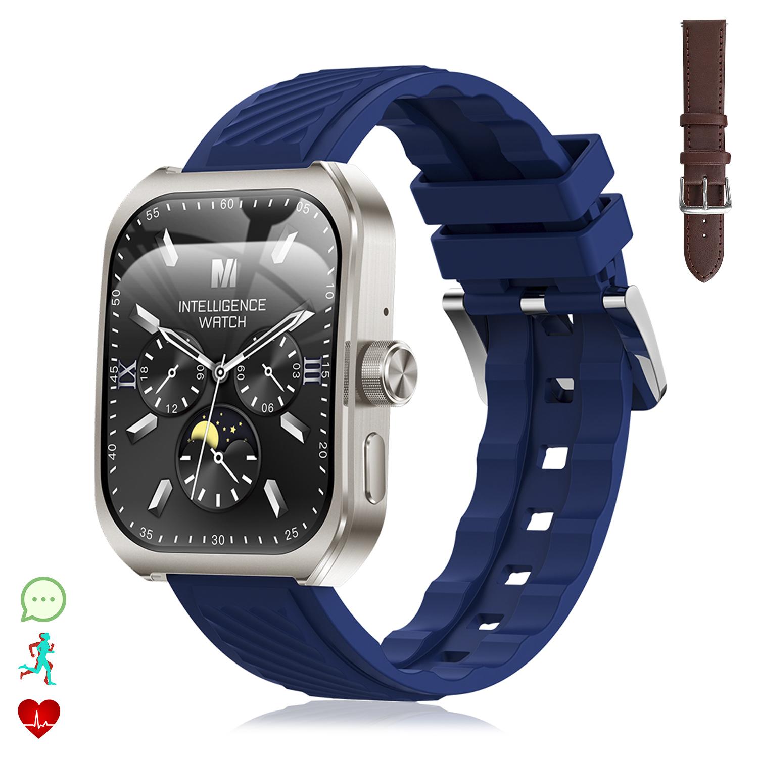 DAM Smartwatch Z88 Pro doble pulsera. Funciones outdoor, llamadas BT, notificaciones push. Funciones deportivas + salud. 5,2x1,2x4,1 Cm. Color: Azul Oscuro