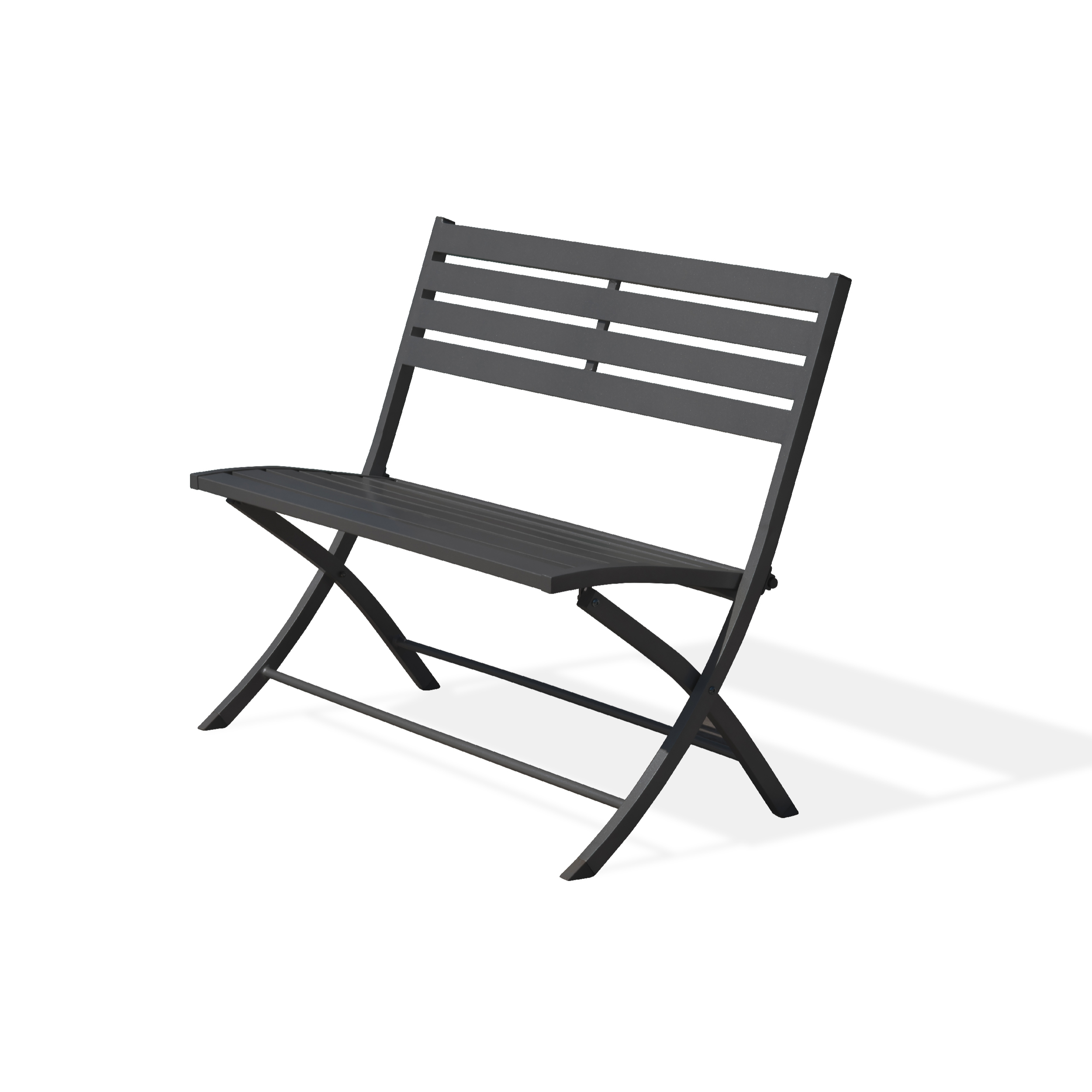 MARIUS - Banc de jardin pliant en aluminium gris anthracite