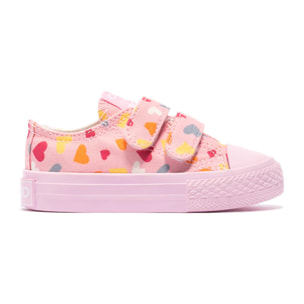 Zapatillas De Bebé Lona Estampado Corazón Rosa