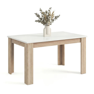 Mesa de comedor extensible en roble canadian y blanco mate 140-190x90 cm Sira Roble Canadian - Blanco Artik (Blanco Mate)