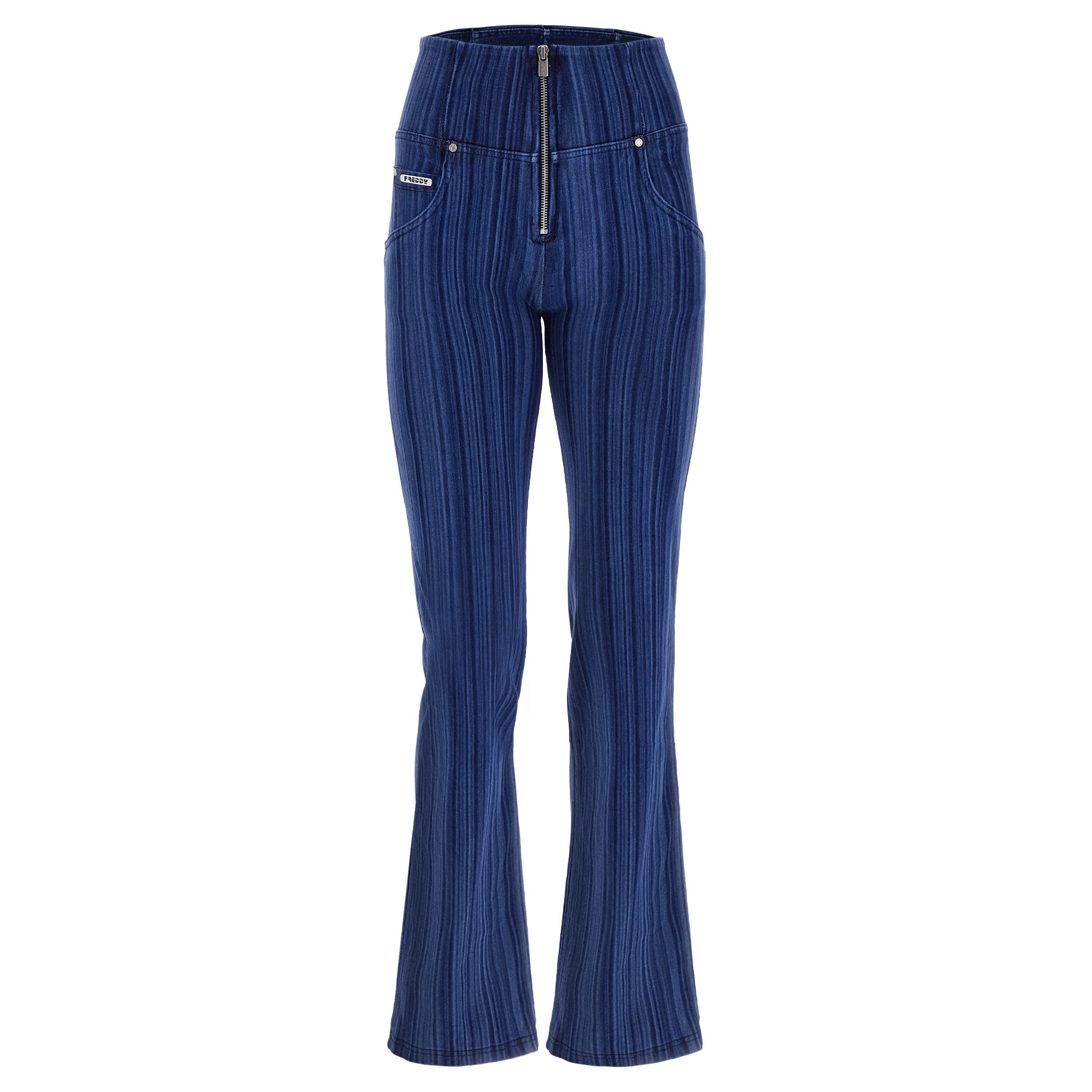 Jeans push up WR.UP® wide leg con rigatura a vita alta