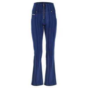 Jeans push up WR.UP® wide leg con rigatura a vita alta