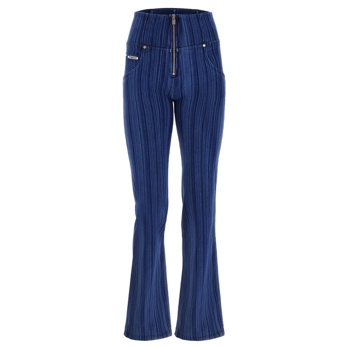 Jeans push up WR.UP® wide leg con rigatura a vita alta