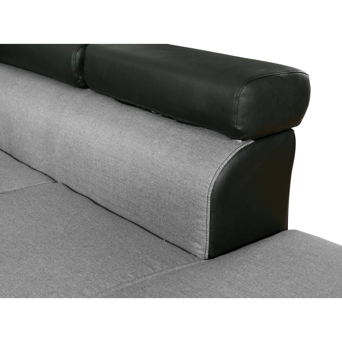 Canapé d'angle convertible "Sophia luxe" - 265 x 190.5 x 80/91 cm - Noir / Gris - 5 places - Angle gauche