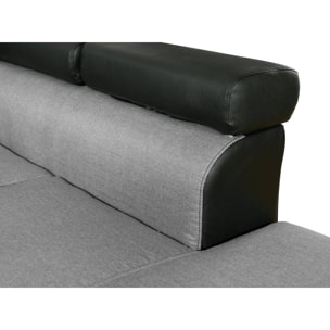 Canapé d'angle convertible "Sophia luxe" - 265 x 190.5 x 80/91 cm - Noir / Gris - 5 places - Angle gauche
