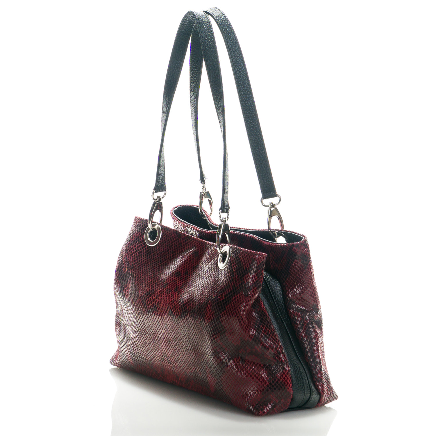 Borsa Donna in vera pelle Made in Italy colore Rosso dimensioni cm 30x27x12