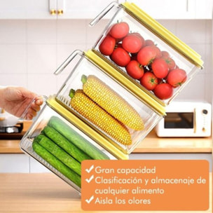 Recipiente para el almacenamiento de alimentos con asa y tapa amarilla de 6,3l