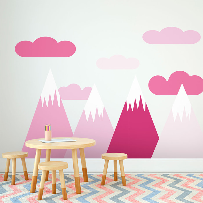 Stickers muraux enfants - Décoration chambre bébé - Autocollant Sticker mural géant enfant montagnes scandinaves SHAKA