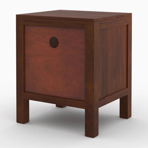 Table de chevet en bois de manguier et cannage - Tiki