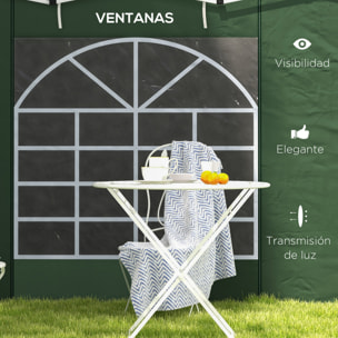 Paredes Laterales para Carpa de 2 Paneles 295x195 cm Cortina Lateral de Tela Oxford con Ventana Enrollable y Puerta con Cremallera para Carpa 3x3 m o 3x6 m Verde