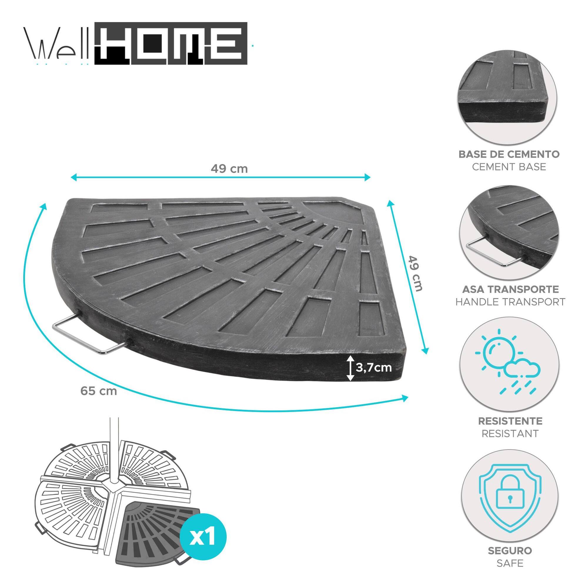 Well home base de cemento para sombrilla - diseño moderno y resistente en negro plata